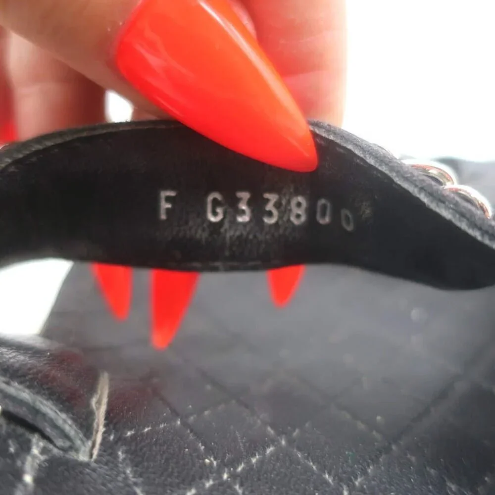 Chanel CC Chain-Trimmed Slingback Sandals Black Leather Size 39 C